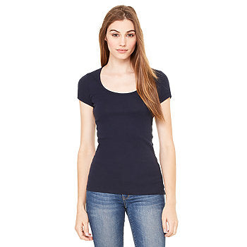 Women's Sheer Mini Rib Scoopneck Tee - Midnight
