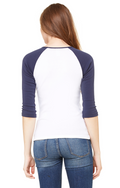 Women's Baby Rib 3/4-Sleeve Contrast Raglan T-Shirt - White / Navy