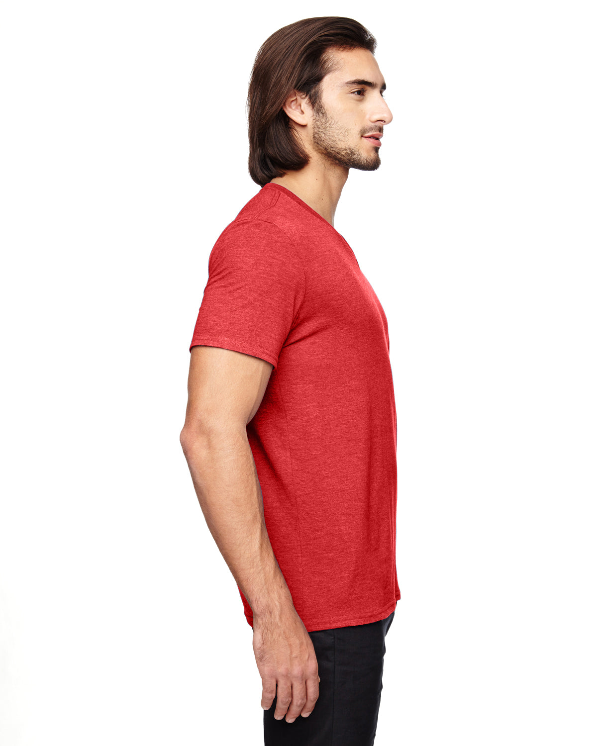 Unisex Triblend V-Neck T-Shirt - Heather Red