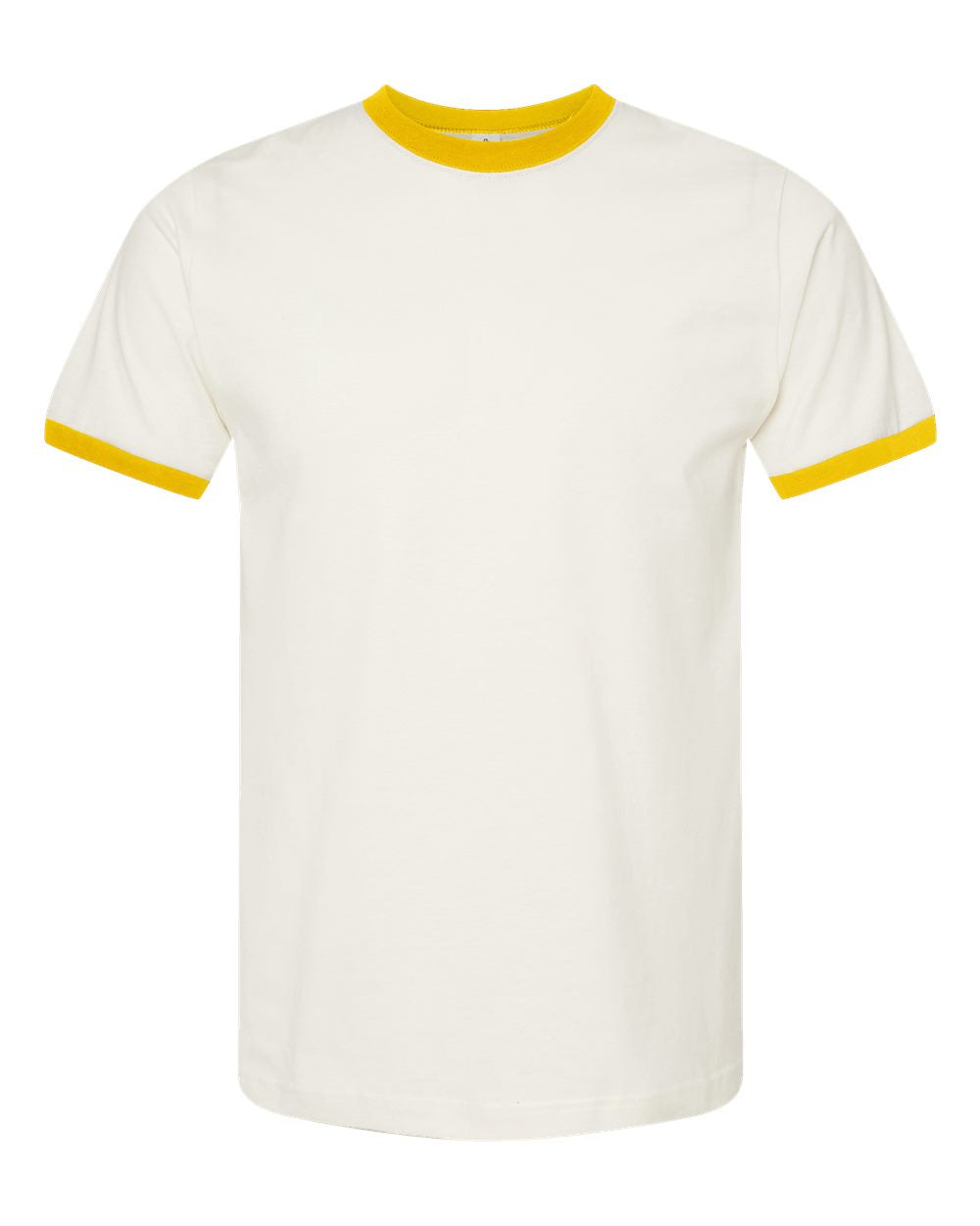 Unisex Fine Jersey Ringer Tee - Vintage White/ Mellow Yellow