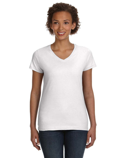 Women's V-Neck Fine Jersey T-Shirt - White