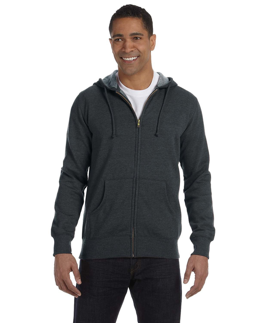 Men's Organic/Recycled Heathered Full-Zip Hoodie - Charcoal