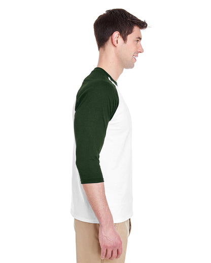 Unisex Heavy Cotton��� 3/4-Raglan Sleeve T-Shirt - White / Forest