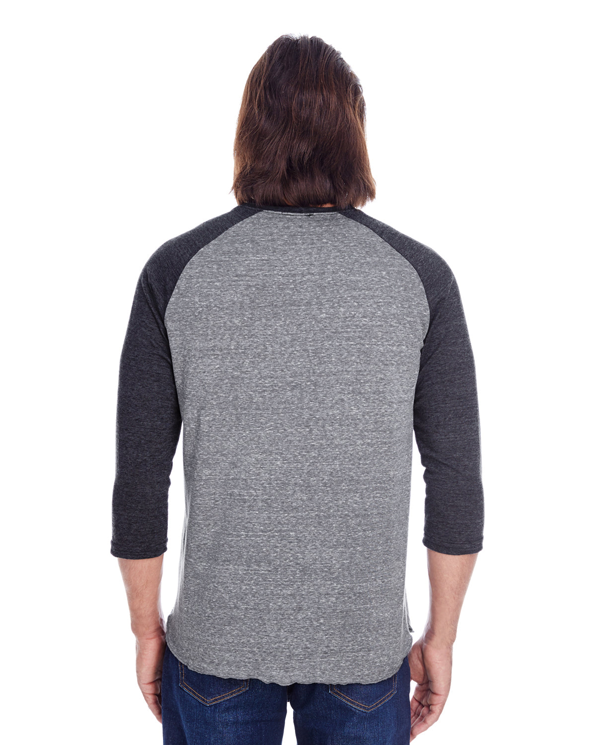 Unisex Triblend 3/4-Sleeve Raglan - Gray / Black Triblend