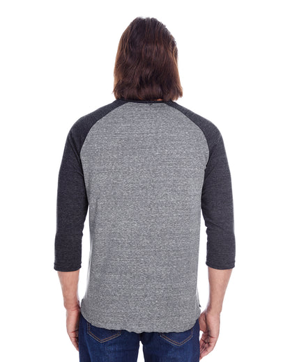 Unisex Triblend 3/4-Sleeve Raglan - Gray / Black Triblend