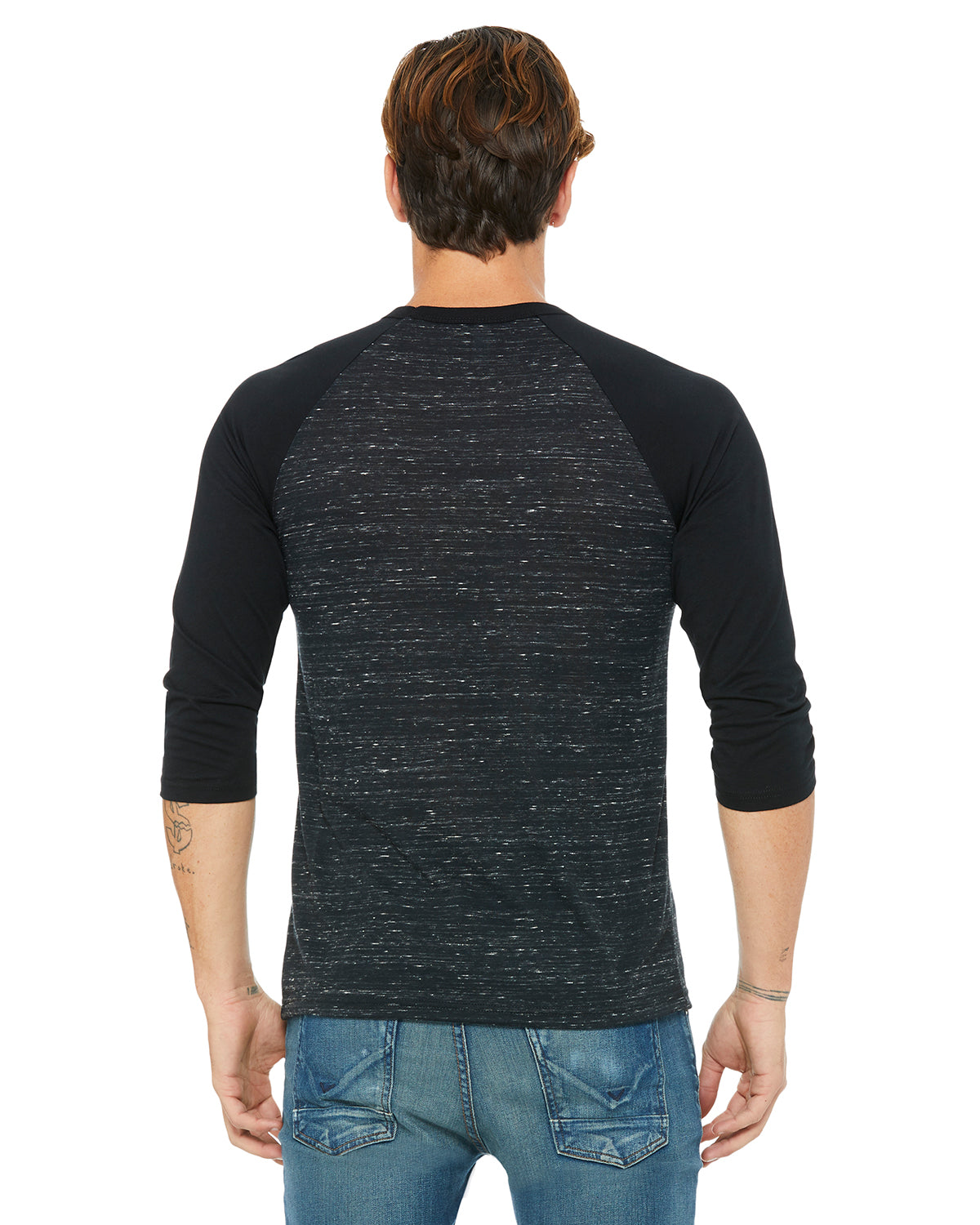 Unisex 3/4-Sleeve Baseball T-Shirt - Black Marble / Black