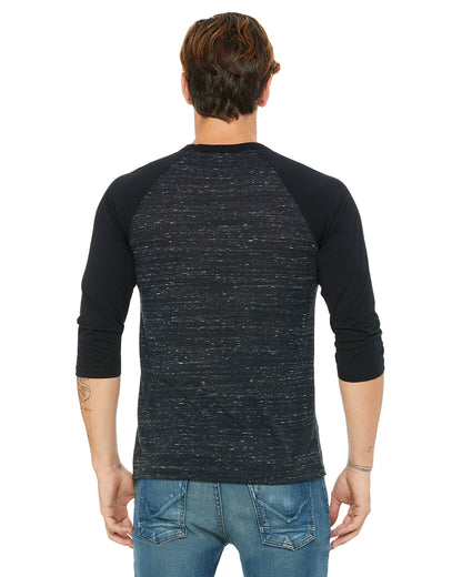 Unisex 3/4-Sleeve Baseball T-Shirt - Black Marble / Black