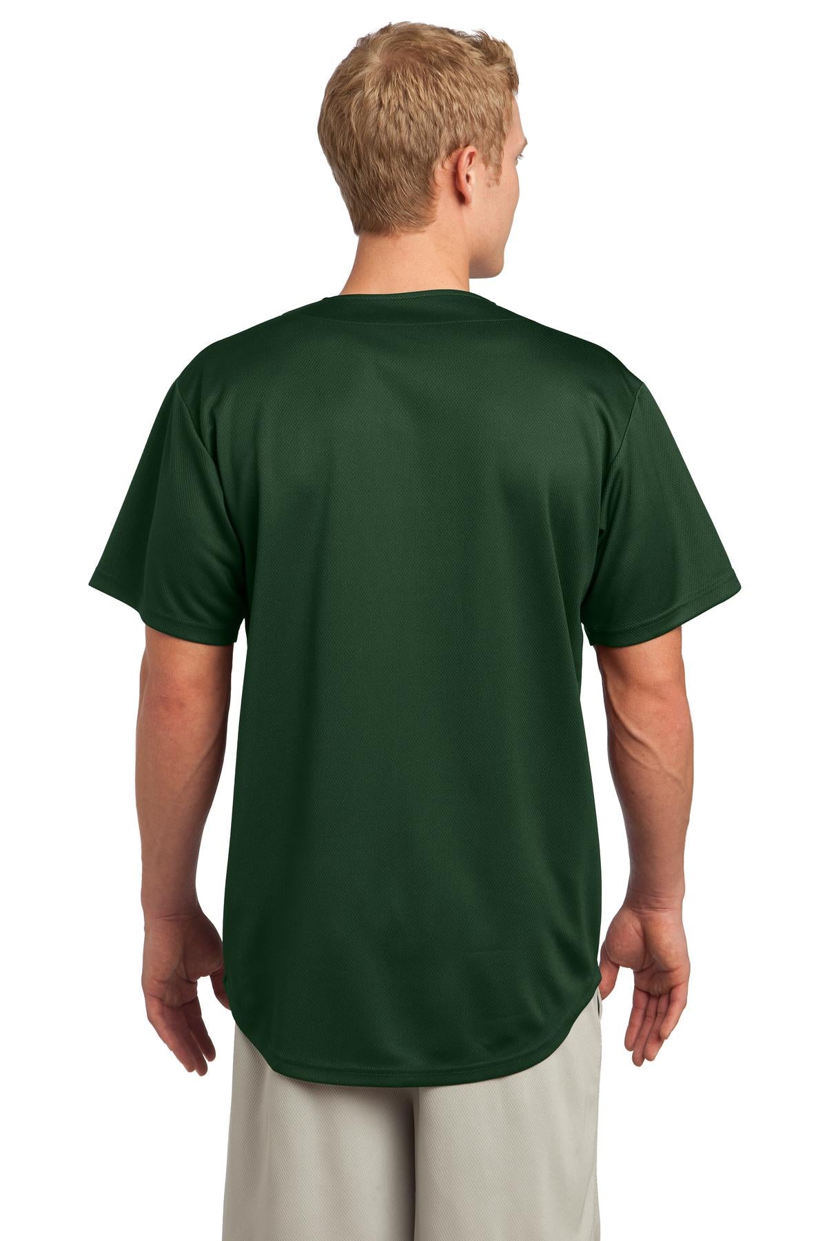 Unisex PosiCharge Tough Mesh Full-Button Jersey - Forest Green