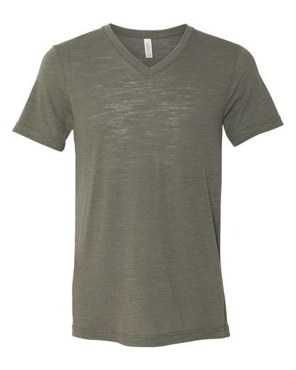 Unisex Jersey Short-Sleeve V-Neck T-Shirt - Olive Slub