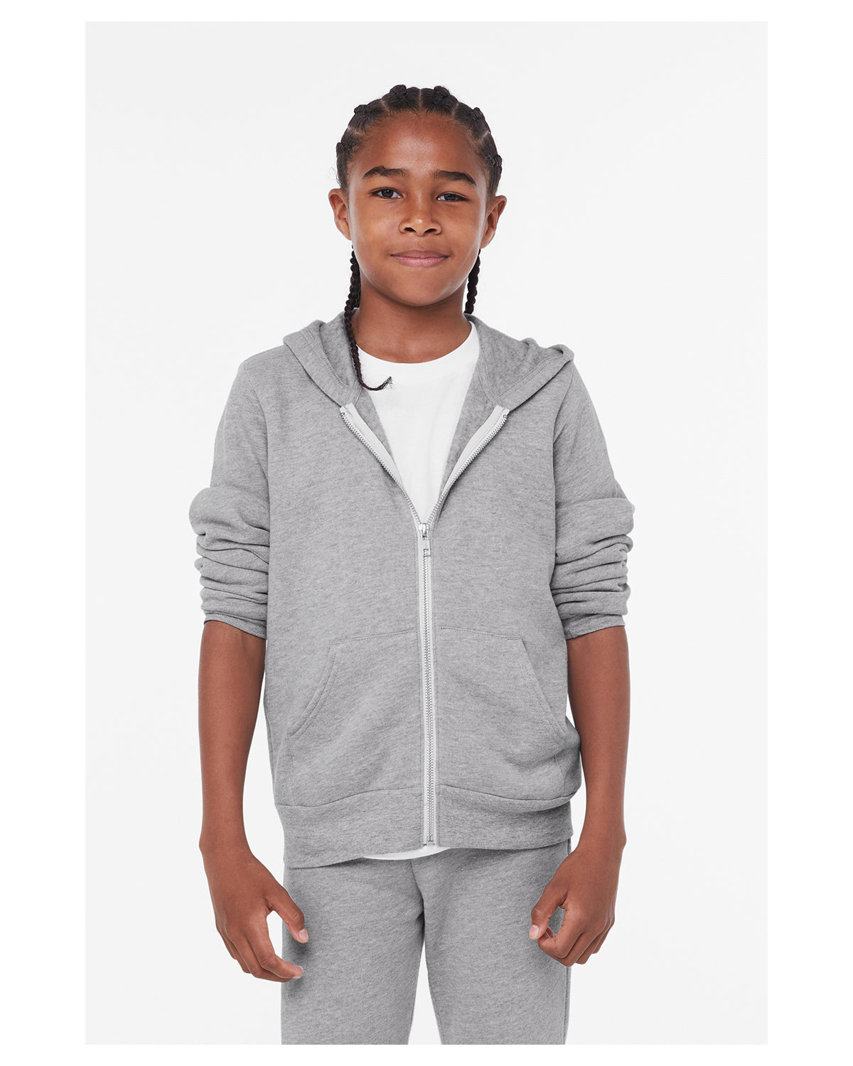Youth Sponge Fleece Full-Zip Hoodie - Heather Athletic