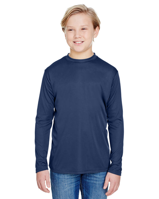 Youth Long Sleeve Cooling Performance Crew Shirt - Navy