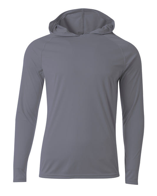 A4 Unisex Cooling Long Sleeve Hooded Tee - Graphite