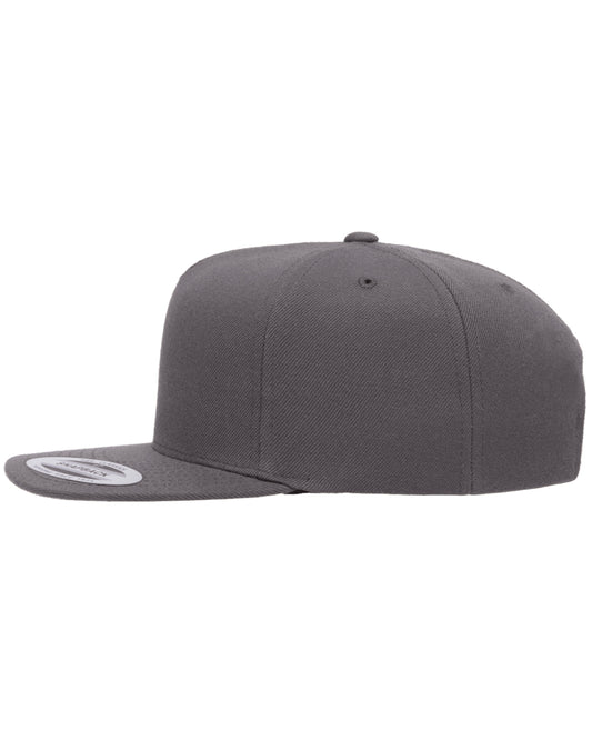 Unisex 5-Panel Structured Flat Visor Classic Snapback Cap - Dark Gray