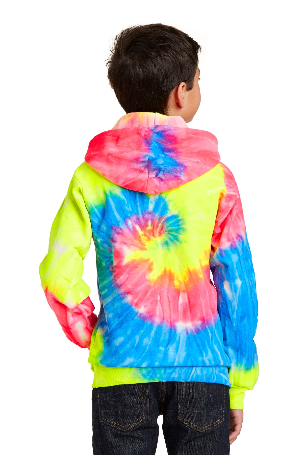 Youth Tie-Dye Pullover Hoodie - Neon Rainbow