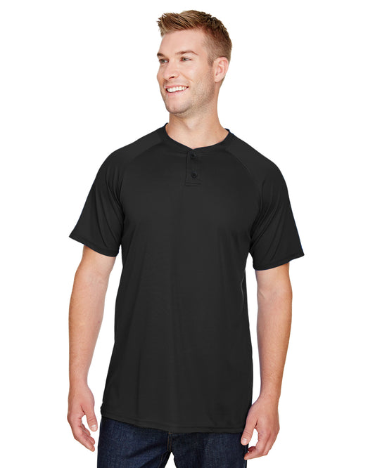 Unisex Attain 2-Button Baseball Jersey - Black