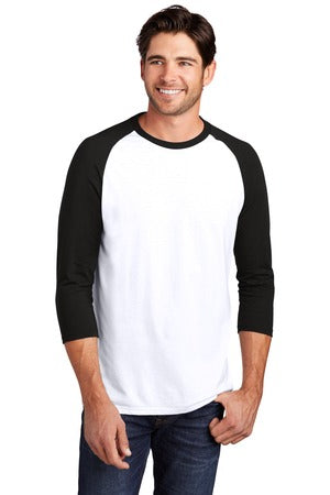 Unisex Perfect Tri 3/4-Sleeve Raglan - Black / White