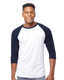 Tultex 0245TC - Unisex Fine Jersey Raglan Tee - White / Navy