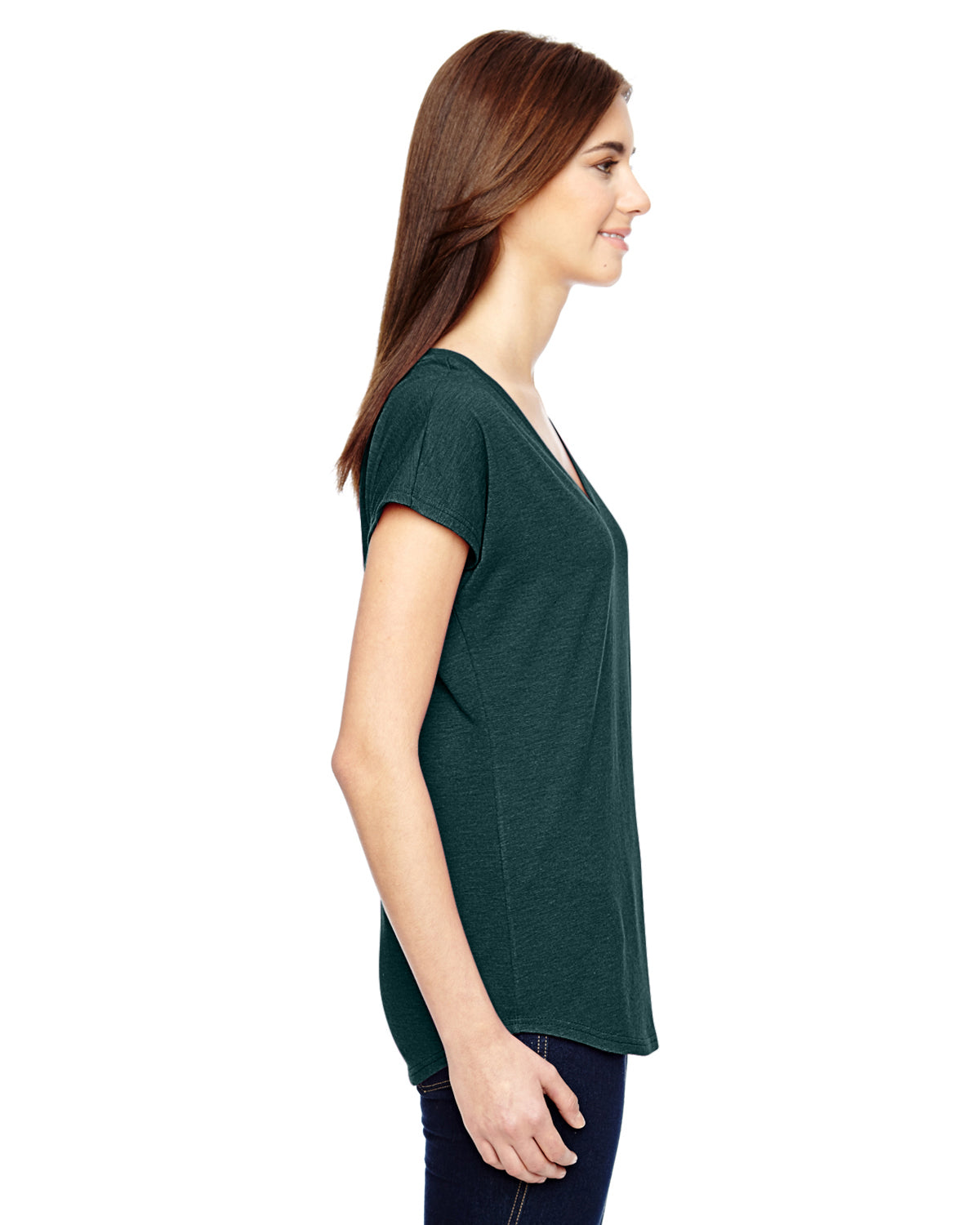 Women's Triblend V-Neck T-Shirt - Heather Dark Green