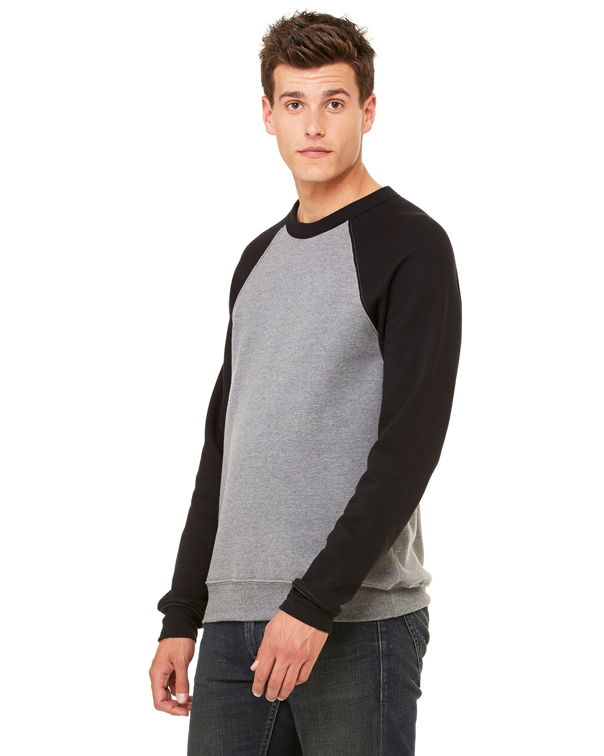Unisex Sponge Fleece Raglan Sweatshirt - Heather Deep / Black
