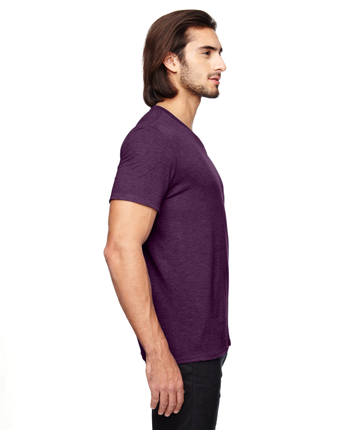 Unisex Triblend V-Neck T-Shirt - Heather Aubergine