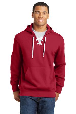 Lace Up Pullover Hoodie - Deep Red