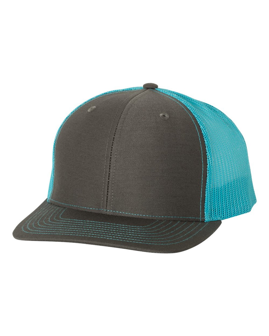 Snapback Trucker Cap - Charcoal / Neon Blue