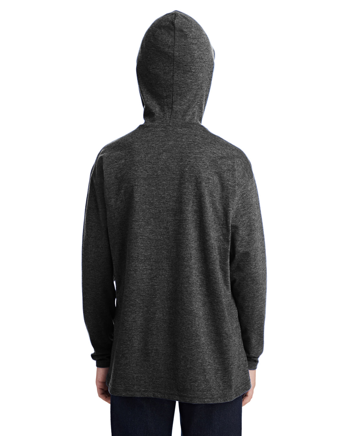 Youth Long-Sleeve Hooded T-Shirt - Heather Dark Gray