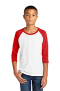 Youth Heavy Cotton��� 3/4-Raglan Sleeve T-Shirt - White / Red