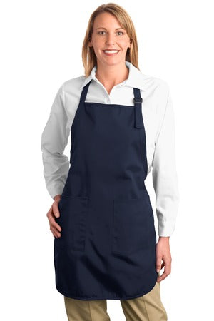 Full-Length Apron with Pockets - Navy