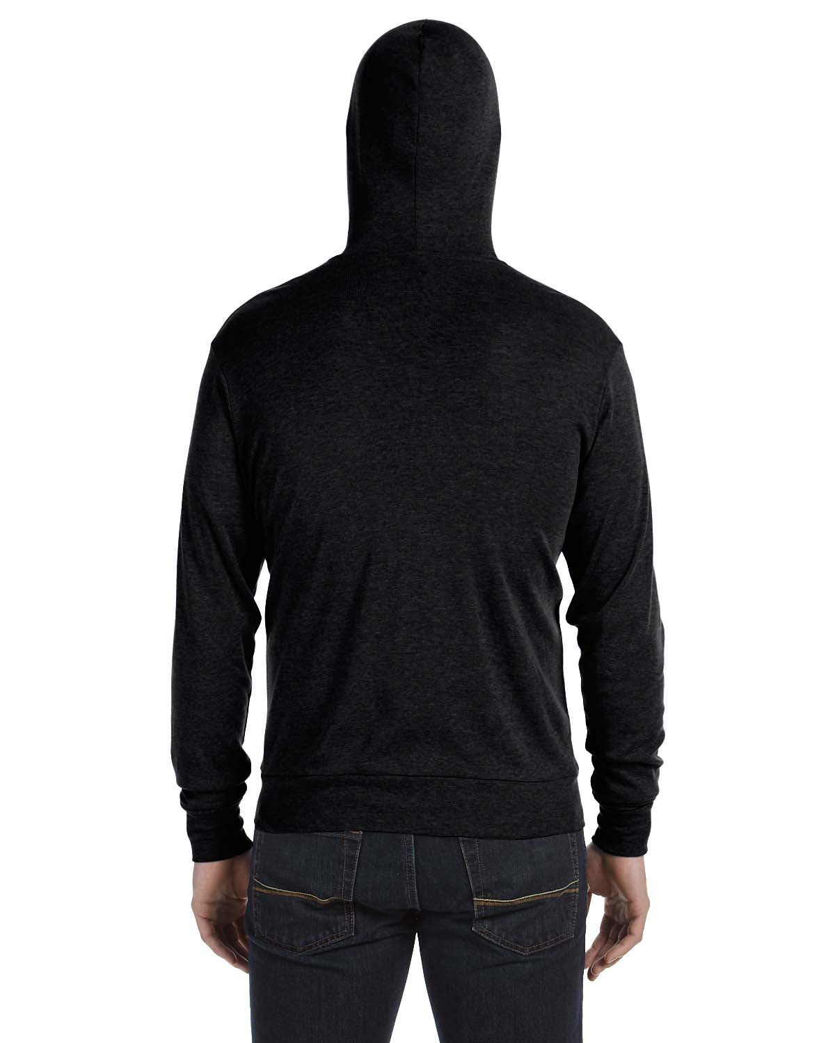 Unisex Triblend Full-Zip Lightweight Hoodie - Black Triblend