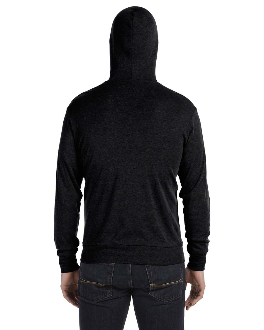 Unisex Triblend Full-Zip Lightweight Hoodie - Black Triblend