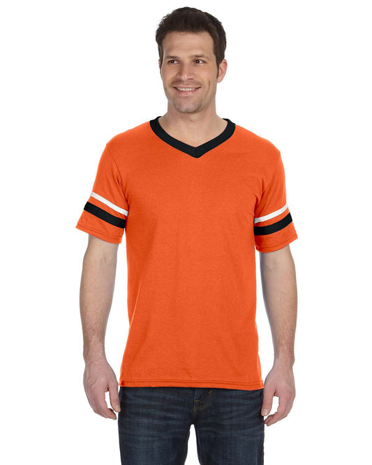 Unisex Sleeve Stripe Jersey - Orange / Black / White