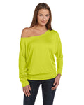 Women's Flowy Long-Sleeve Off Shoulder T-Shirt - Neon Yellow
