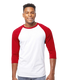 Tultex 0245TC - Unisex Fine Jersey Raglan Tee - White/ Red