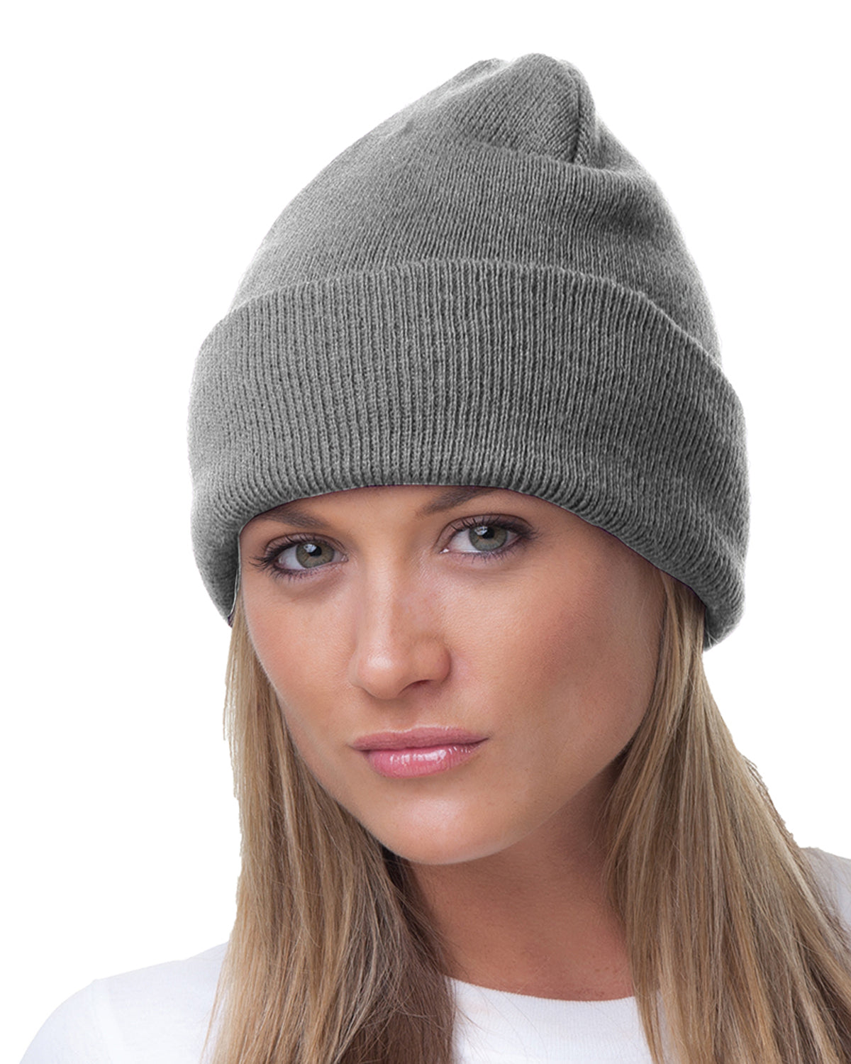 100% Acrylic Knit Cuff Beanie - Dark Ash
