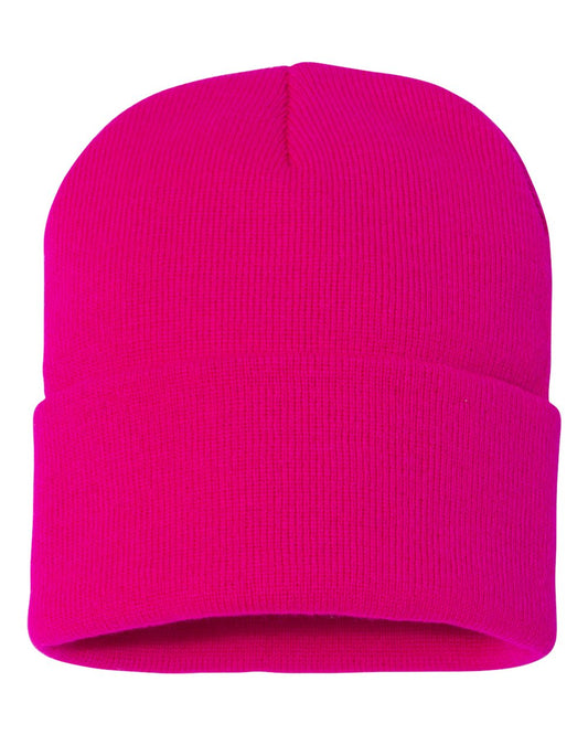 12" Solid Knit Beanie - Neon Fuchsia