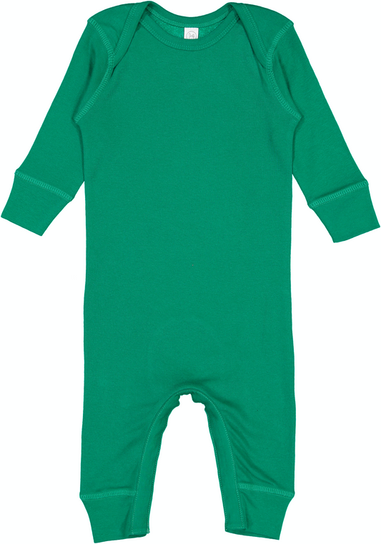 Infant Long-Sleeve Baby Rib Coverall - Kelly
