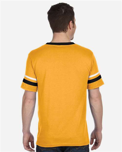 Augusta Sportswear 360 Gold/ Black/ White — on model back