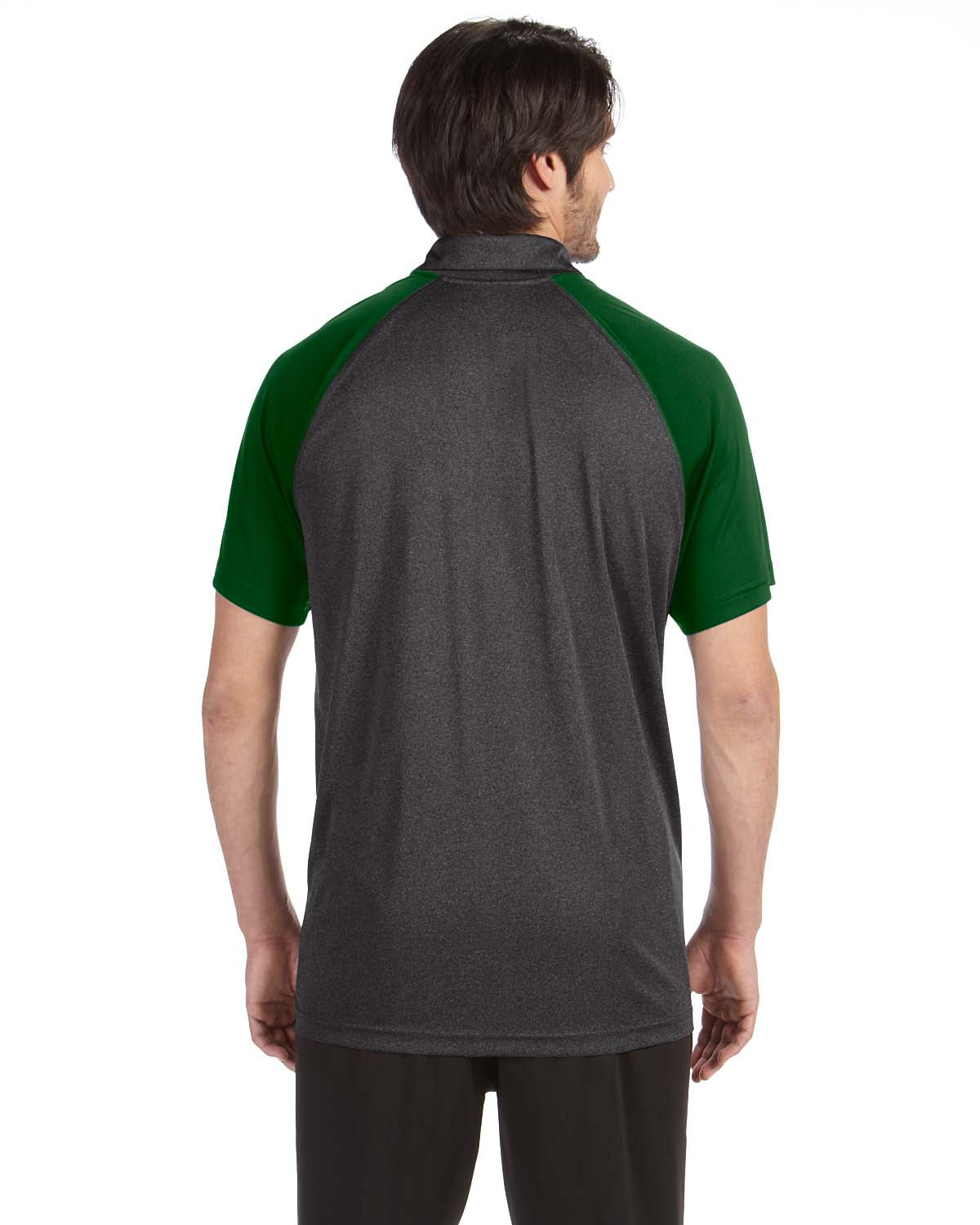 Unisex Performance Three-Button Raglan Polo - Dark Gray Heather / Sport Fr