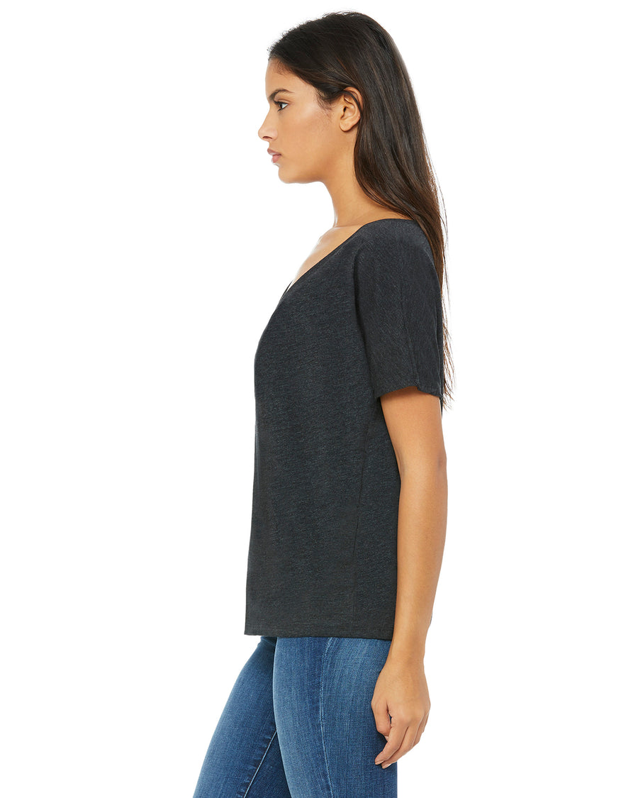 Women's Slouchy V-Neck T-Shirt - Charcoal Black Triblend