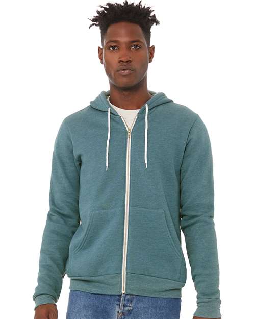 BELLA + CANVAS 3739 Heather Deep Teal — on model front