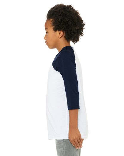 Youth 3/4-Sleeve Baseball T-Shirt - White / Navy