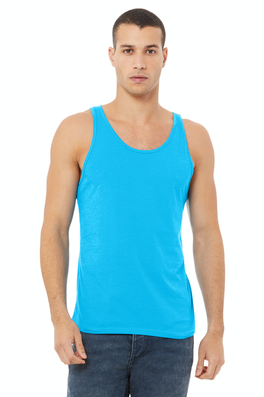 Unisex Heather CVC Tank - Neon Blue