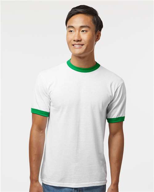 Augusta Sportswear 710 White/ Kelly — on model front