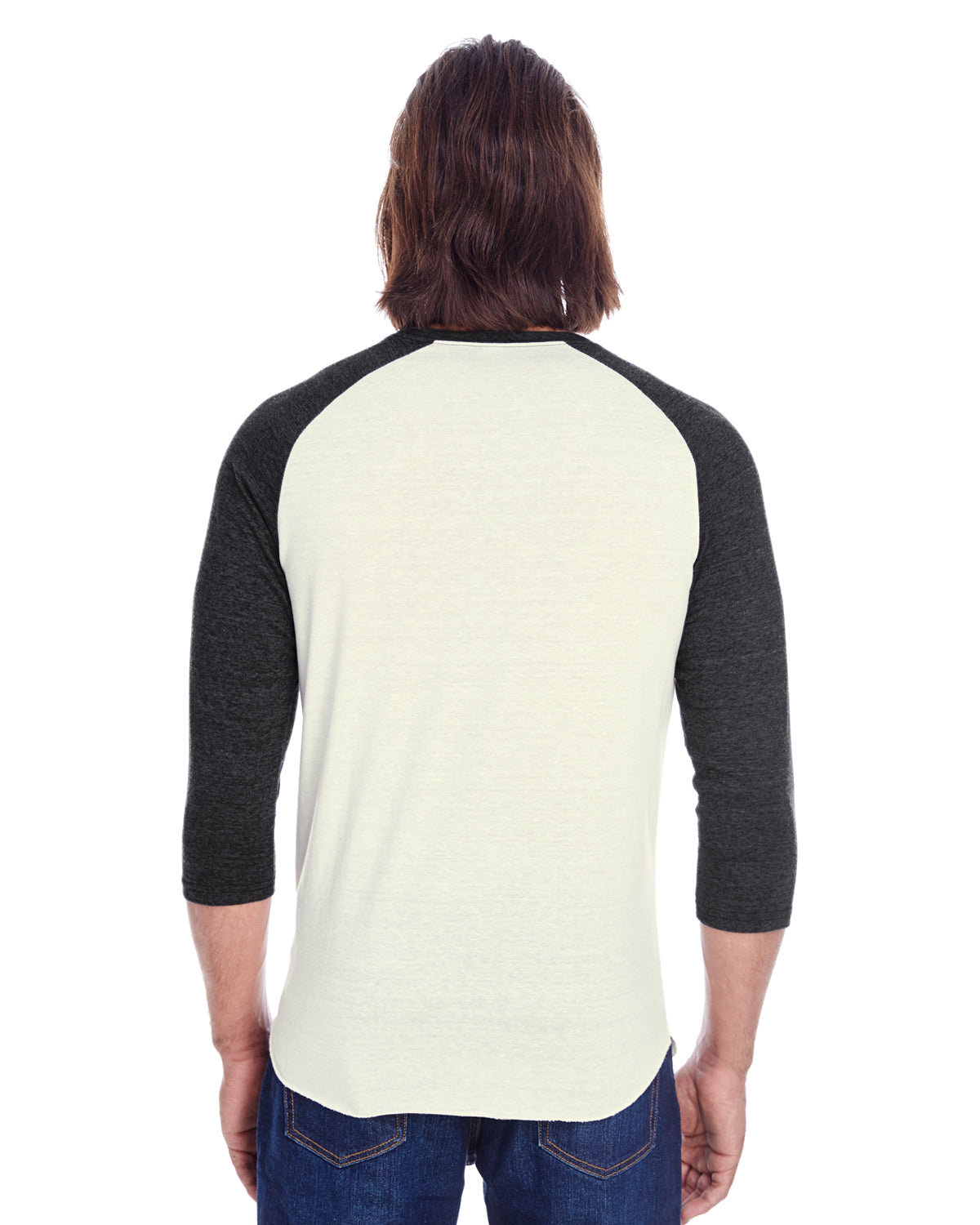 Unisex Triblend 3/4-Sleeve Raglan - Cream / Black Triblend