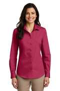 Women's Long Sleeve Carefree Poplin Shirt - Pink Azalea