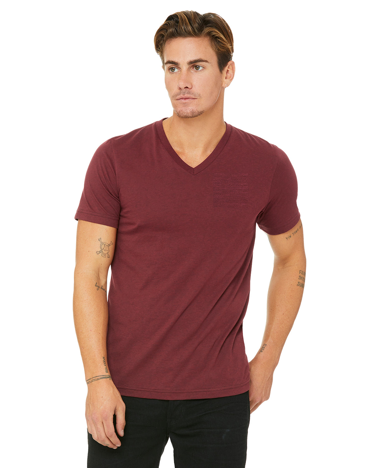 Unisex Triblend V-Neck T-Shirt - Cardinal Triblend