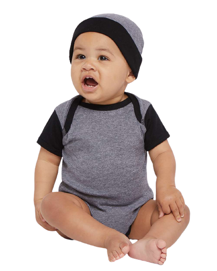 Infant Baby Rib Bodysuit - Granite Heather / Black