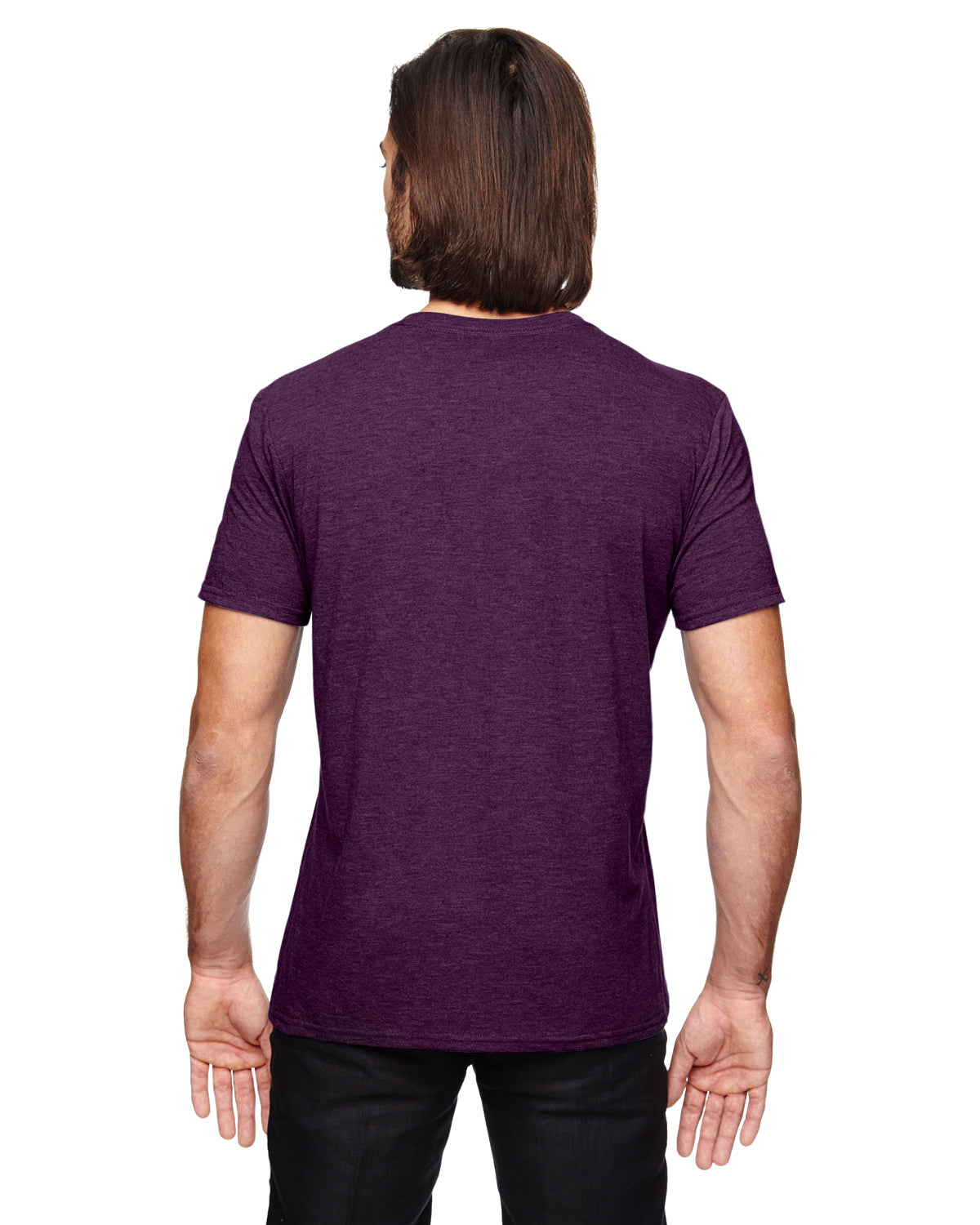 Unisex Triblend V-Neck T-Shirt - Heather Aubergine
