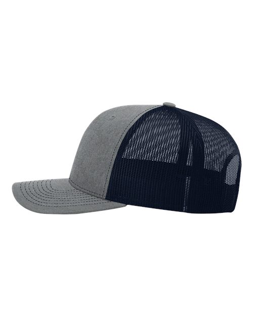 Richardson 112 Heather Grey/ Navy — direct side